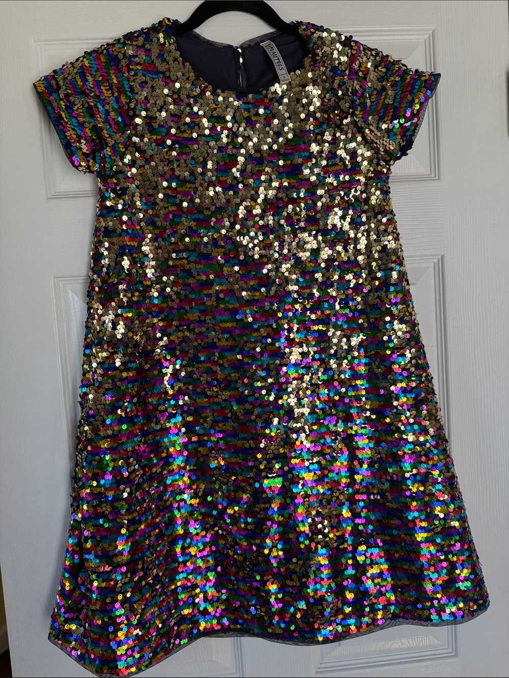 Beautees Multicolor Sequin Dress with Gold Accents